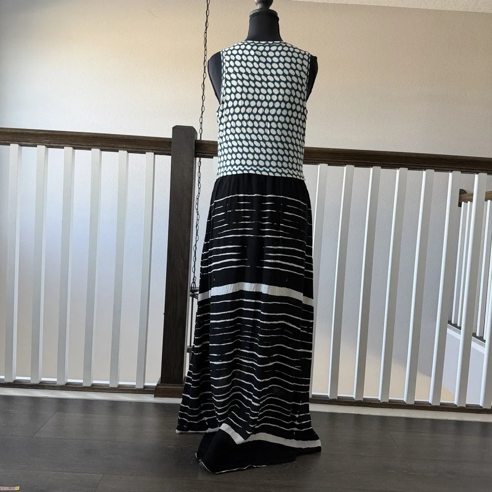 Anthropologie Lilka Mixed Print Maxi Dress Medium Boho Resort Travel Artsy - Picture 3 of 7